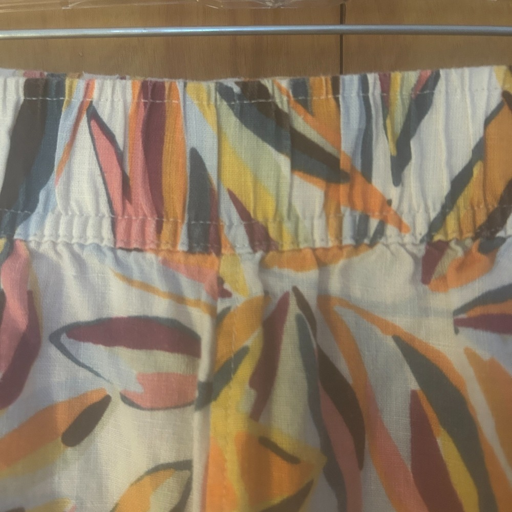 C&C California Pants Size XL Linen Wide Crop Lemon Orange Resort Beachy Tropical - Picture 4 of 9